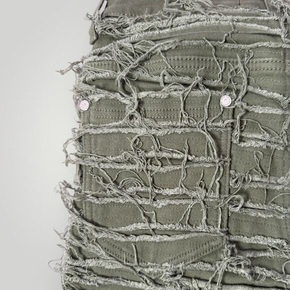 Guapi Jeans Mens 28 Green  Distressed Frayed Leg Limited Edition L37 - Picture 6 of 8